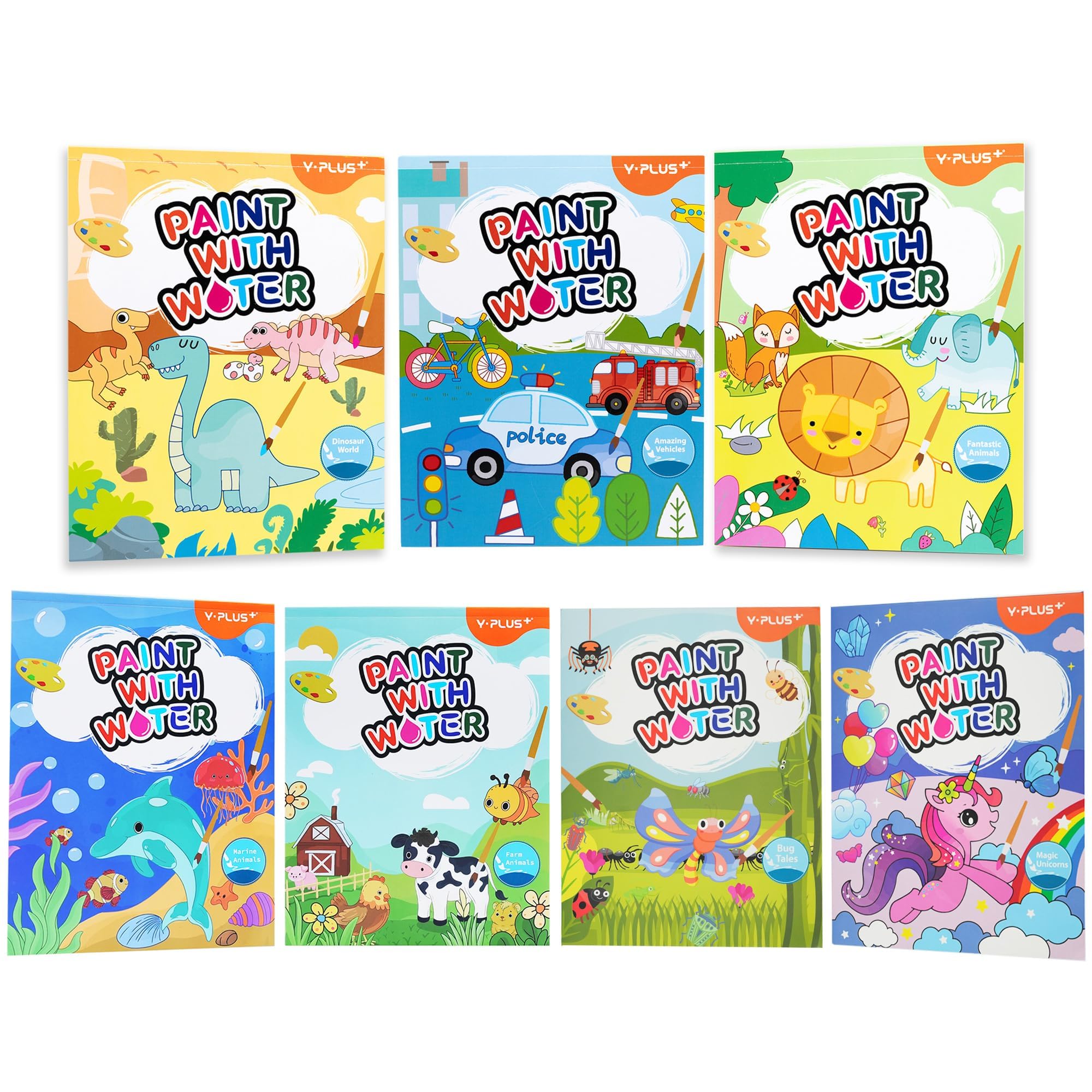 YPLUS Libri di pittura ad acqua per bambini piccoli, carta per pittura ad acquerello per bambini da 1 a 3 anni, 2 a 4 anni, regalo di artigianato per disegnare con pennello (tutti e 5 i temi)