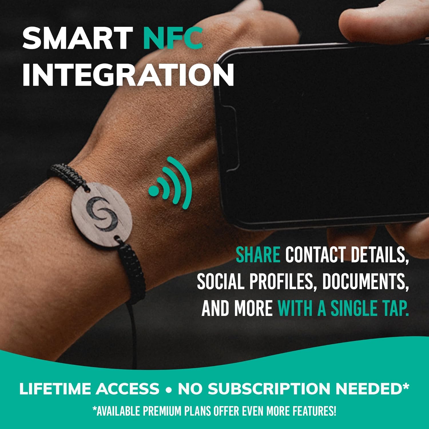 Contact CO. Smart Wooden NFC Bracelet, Sleek Tap Bracelet with Instant App-Free Sharing, Seamless Accessory for Entrepreneurs and More, Woven