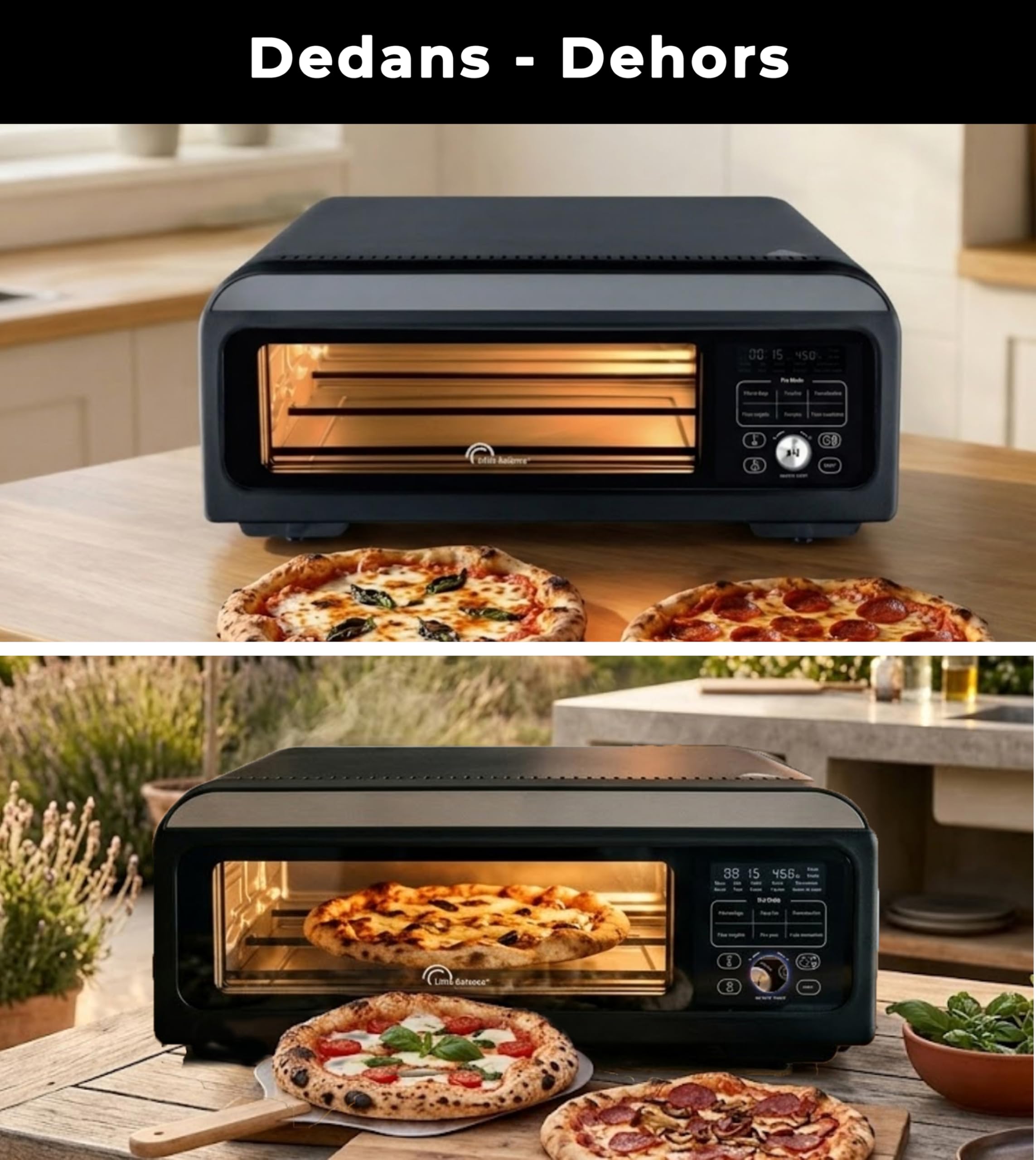 LITTLE BALANCE 3041 Pizza Revolution, Horno de Pizza Eléctrico, Multifunción 2 en 1, Horno tradicional, 10 modos de cocción, 4 accesorios, Piedras para pizza, hasta 400 °C, 2000 W, Negro
