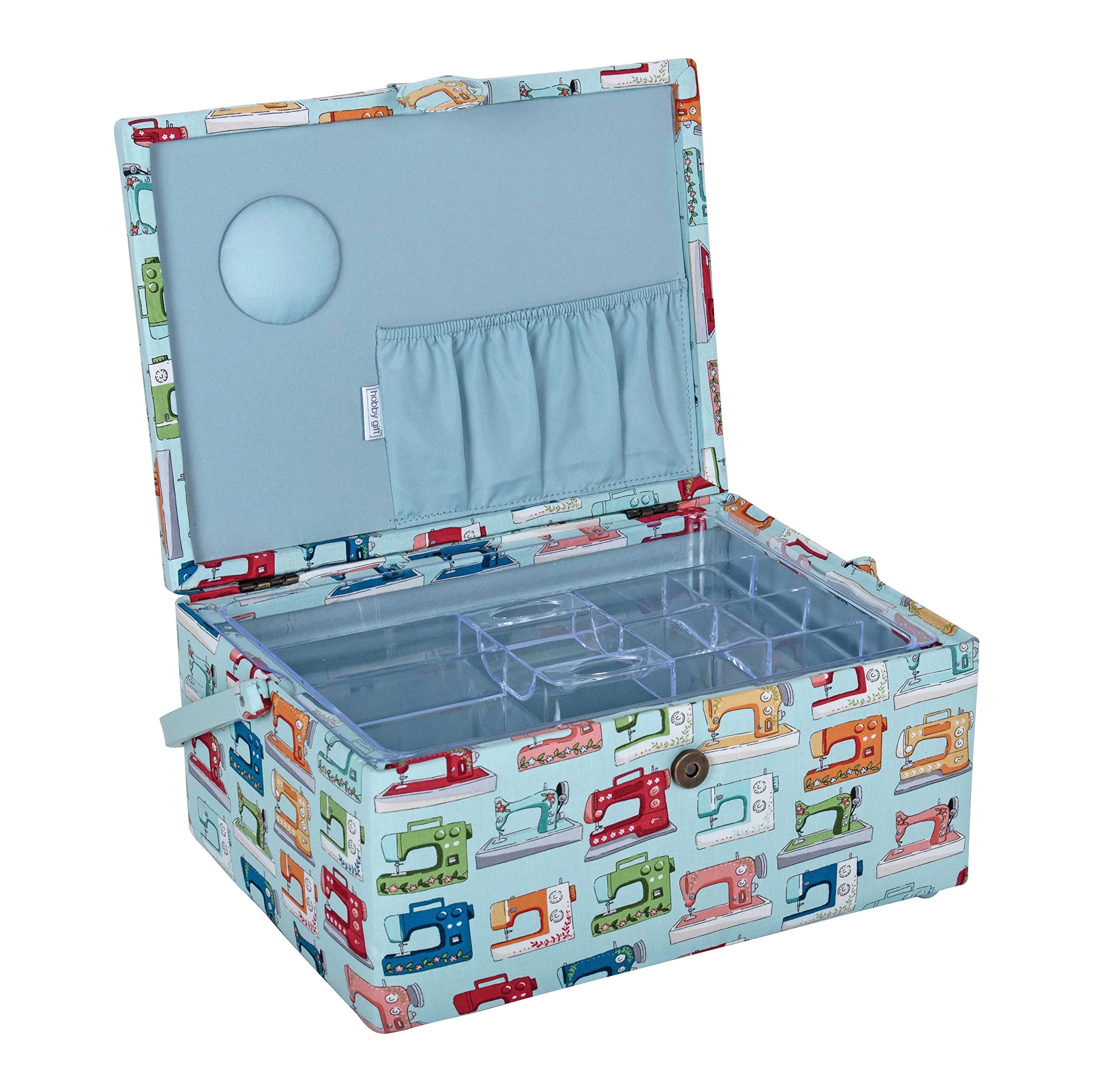 Hobby Gift Große Aufbewahrungsbox für Näharbeiten, Basteln, Hobby, rechteckig, Nähmaschinen, Blau