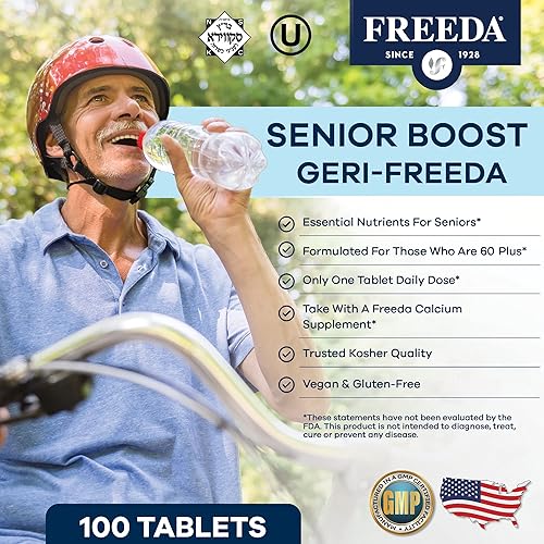Miniatura 2 de Freeda Senior Multivitamin  Vitaminas Kosher para hombres y mujeres de 60 años o más  Una tableta diaria recubierta  Vitaminas multivitaminas para