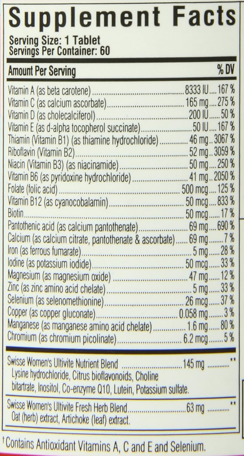 Swisse Women's Ultivite Tablets, Women's Daily Multivitamin