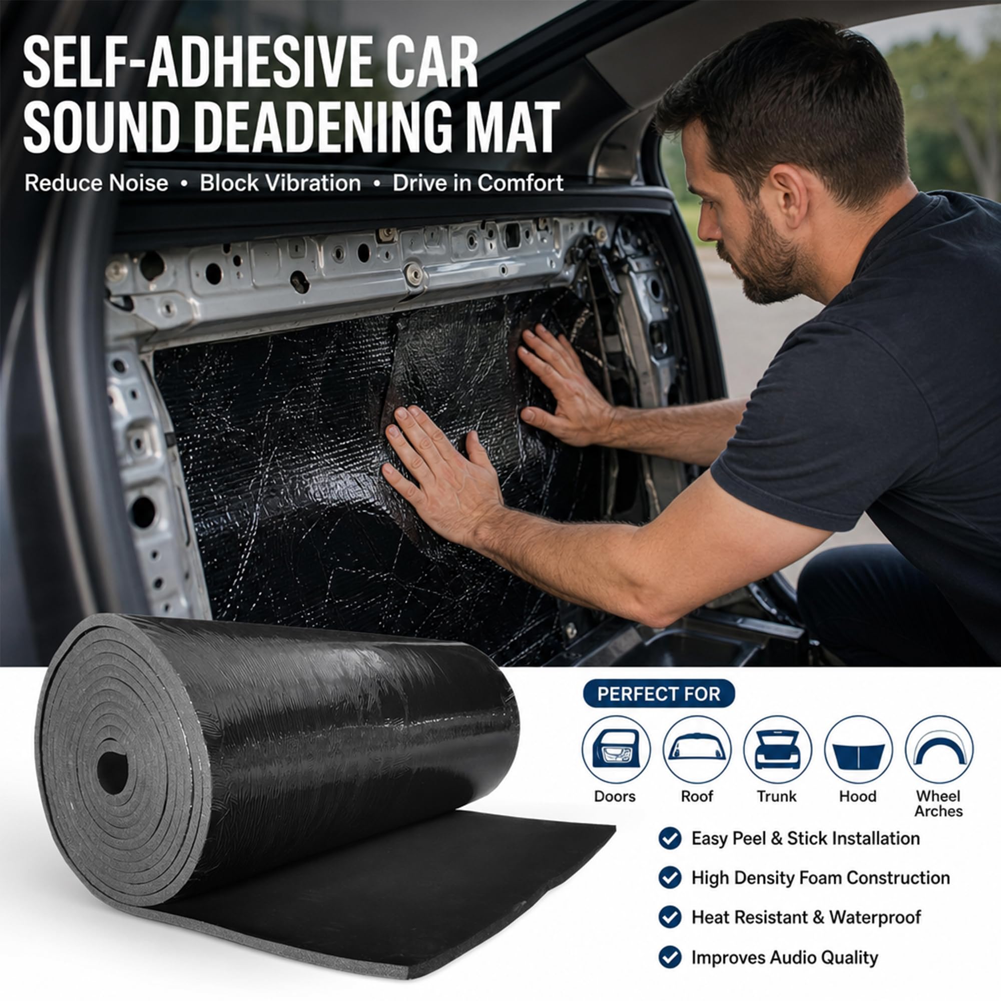 Tappetino isolante auto neoprene 20 mm 150x30 cm autoadesivo impermeabile