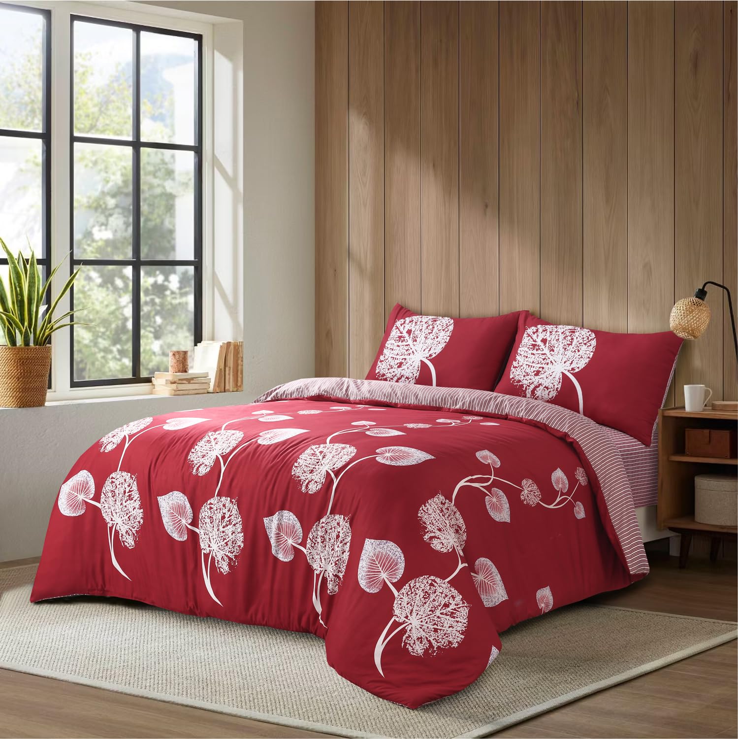 Hadi London Luxury 4 Piece Bedding Set – Duvet Cover, Fitted Sheet & 2 Pillowcases | Wrinkle-Free, Fade Resistant – Floral & Check Designs — image 1