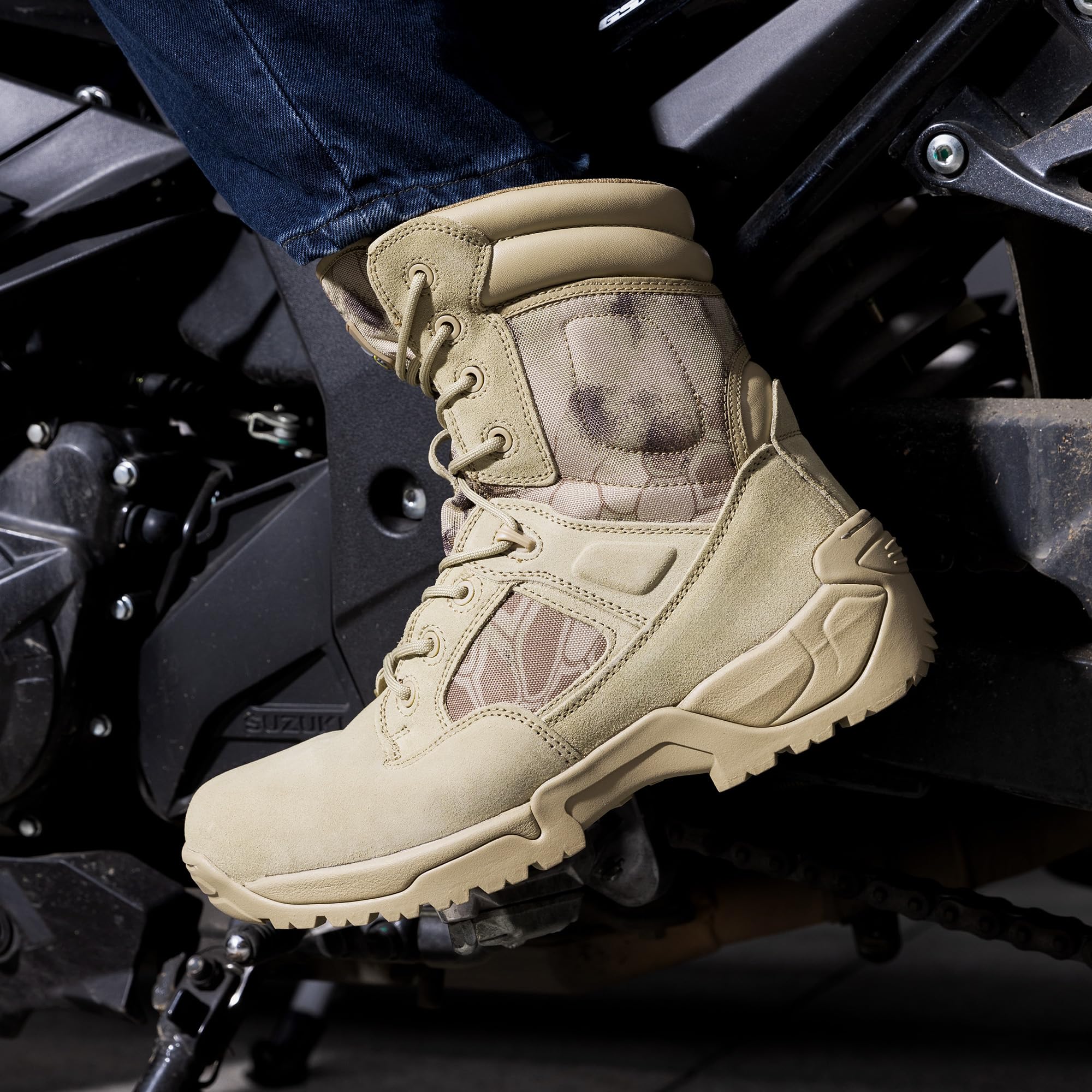 NORTIV 8 Herren Militärstiefel Einsatzstiefel mit Reißverschluss Taktische Boot Security Stiefel Kampfstiefel Springerstiefel Armee Outdoor Trekking Schuhe