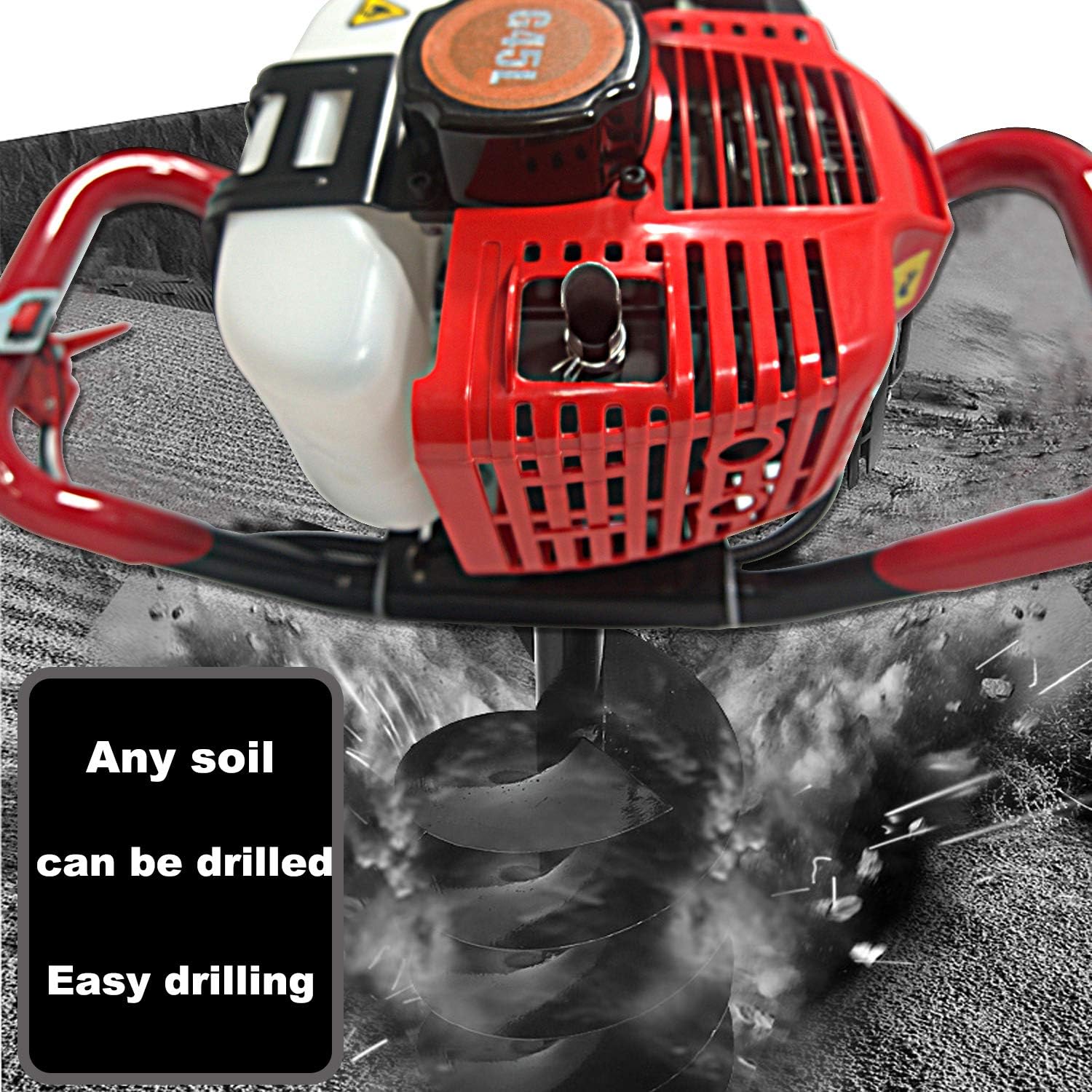 BAHU Post Hole Digger 58CC/2.8KW Gas Powered Garden Auger 2 Stroke Gas 6" Earth Auger Drill Bits for Fence and Planting : Patio, Lawn & Garden