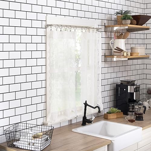 Miniatura 7 de No. 918 Alison - Cortina traslúcida de encaje para cocina, de 58 x 14 pulgadas