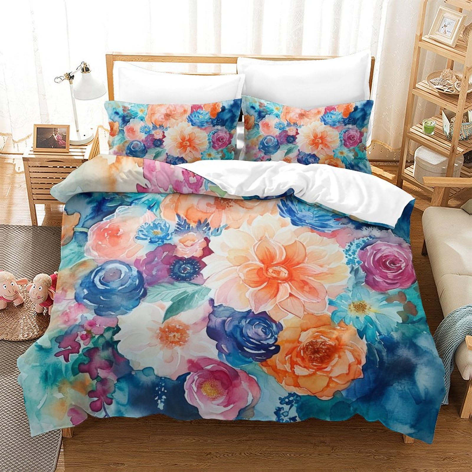Housse de couette fleurs 3D pour transformer votre chambre en un havre de paix printanier