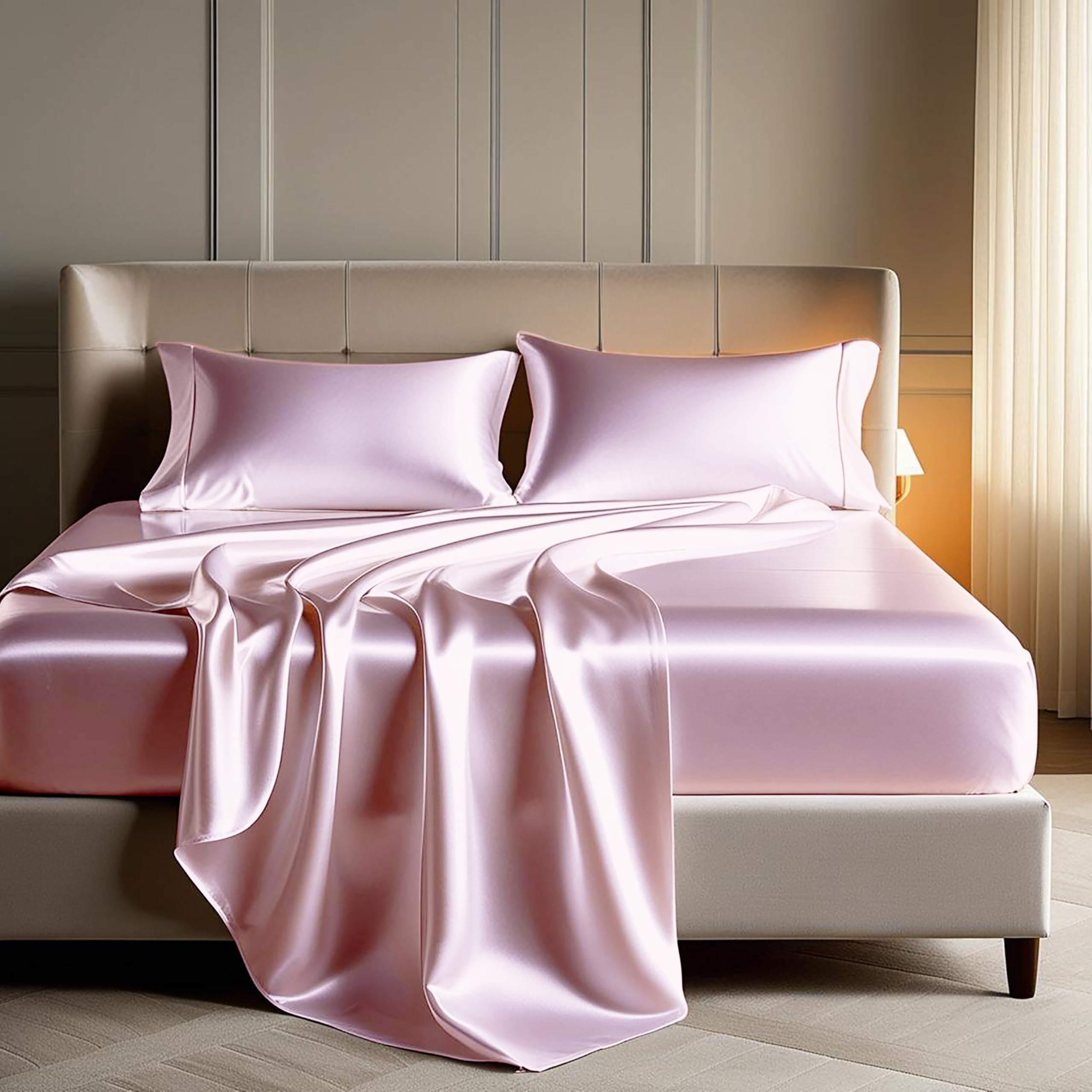 King Size Satin Bedsheets - Luxurious Midnight Black -31 King Size Satin Bedsheets - Luxurious Midnight Black -31