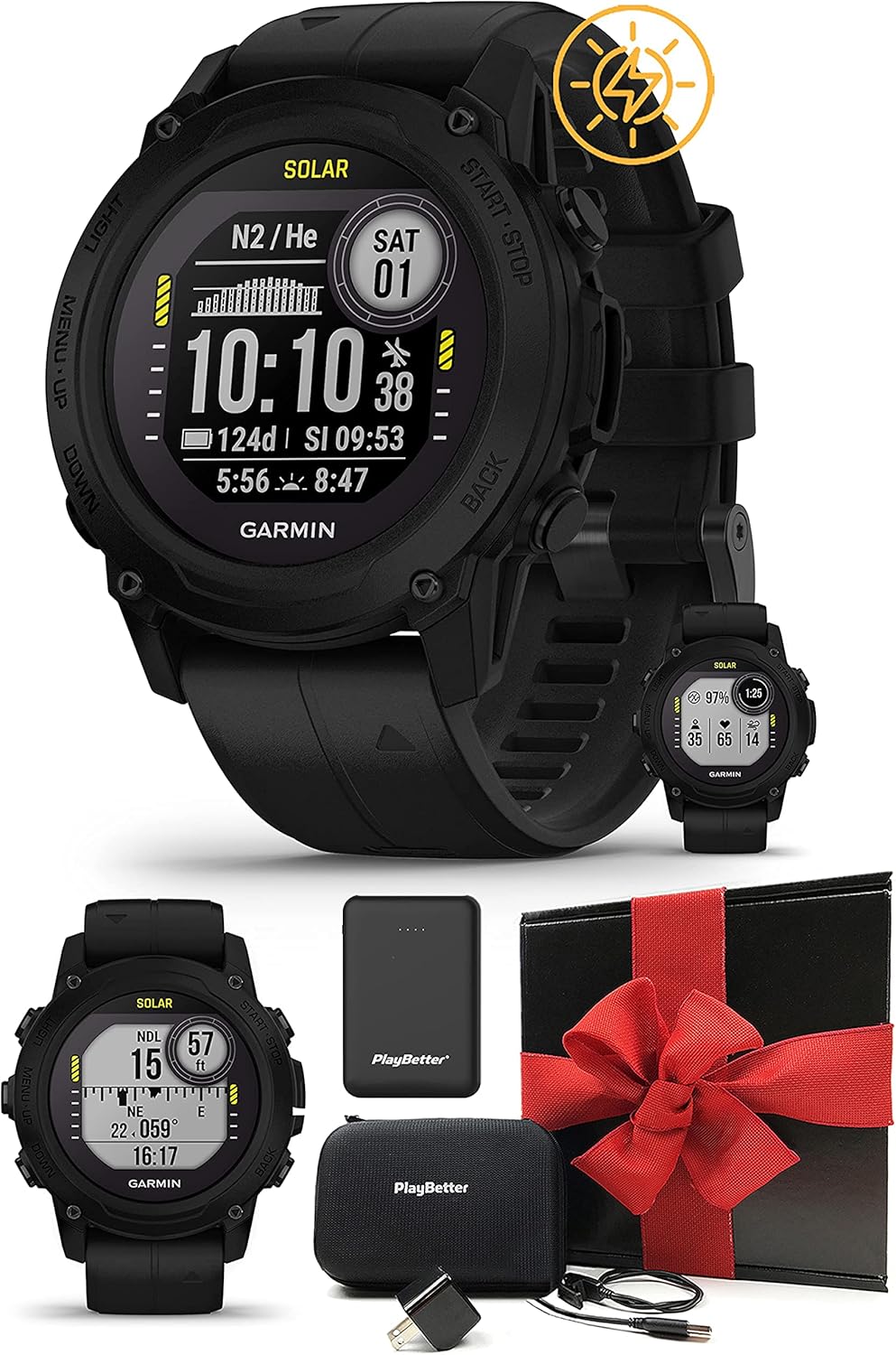 Garmin Descent G1 Solar (Black) Dive Computer Watch Gift