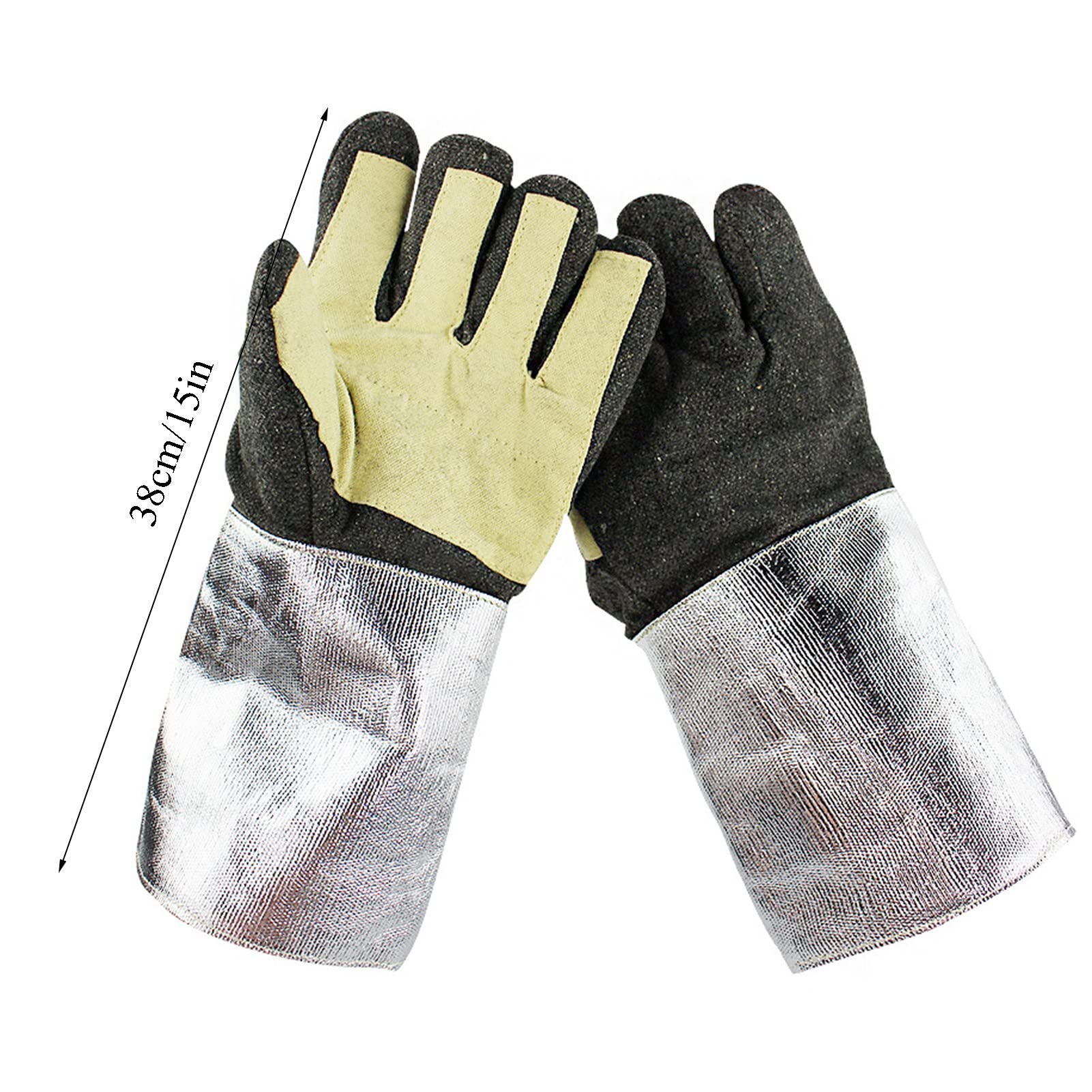Gartenhandschuhe, schnittfeste Handschuhe, feuerfeste Handschuhe, Schutzhandschuhe aus Kohlefaser-Aluminiumfolie, hochtemperaturbeständige Handschuhe, Sicherheits-Arbeitshandschuhe for Metallurgie, He