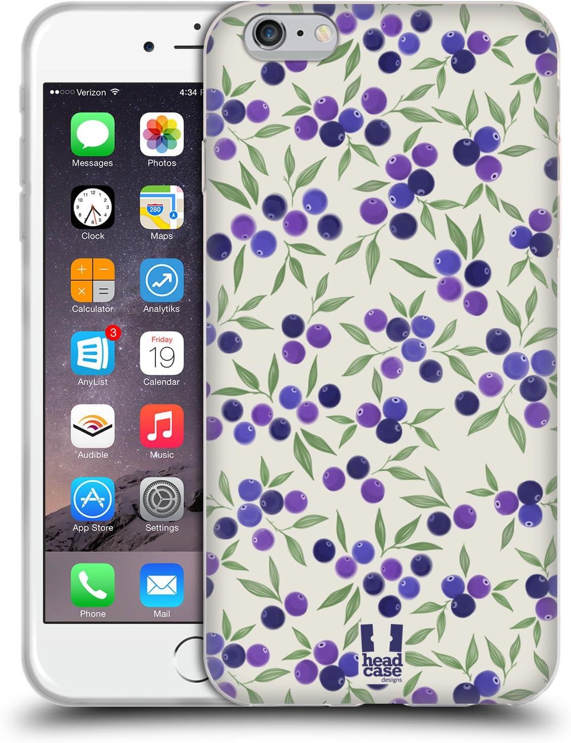 Head Case Designs Blueberry Fruit Prints Soft Gel Case Compatible with Apple iPhone 6 Plus/iPhone 6s Plus