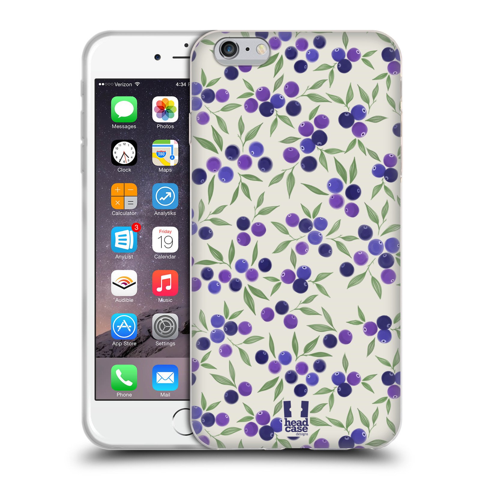 Head Case Designs Blueberry Fruit Prints Soft Gel Case Compatible with Apple iPhone 6 Plus/iPhone 6s Plus