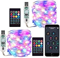Vista 1 de WS2812B - Guirnalda de luces inteligentes de 33 pies, USB, Bluetooth, con temporizador y control remoto, sincronización de música, modos divertidos