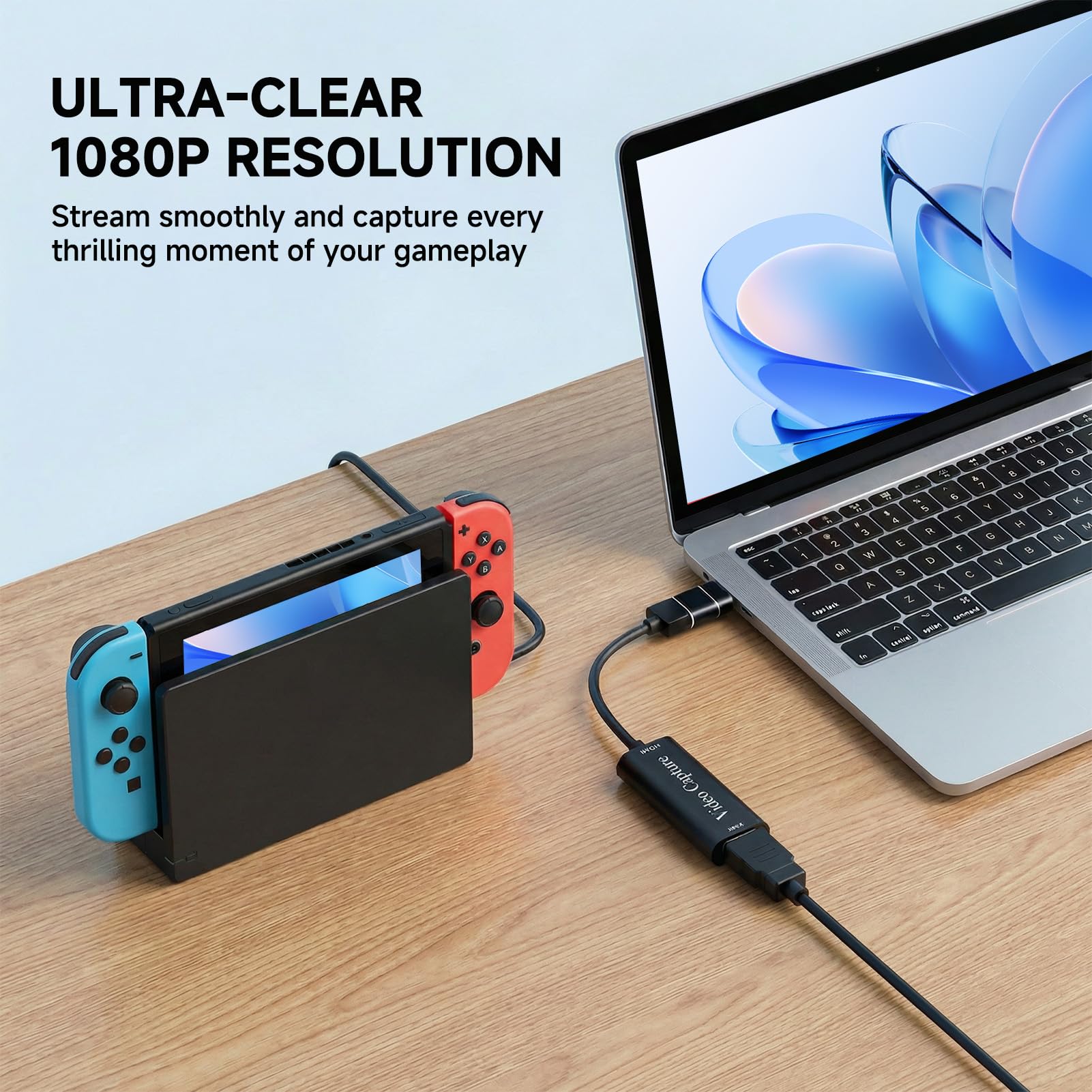 Capturadora de Video HDMI a USB, Tarjeta de Captura 4K 1080P, Capture Card para Juegos/Transmisión/Enseñanza en Línea, Compatible con PC Switch PS5 Xbox OBS Youtube MacBook iPad Cámara Laptop