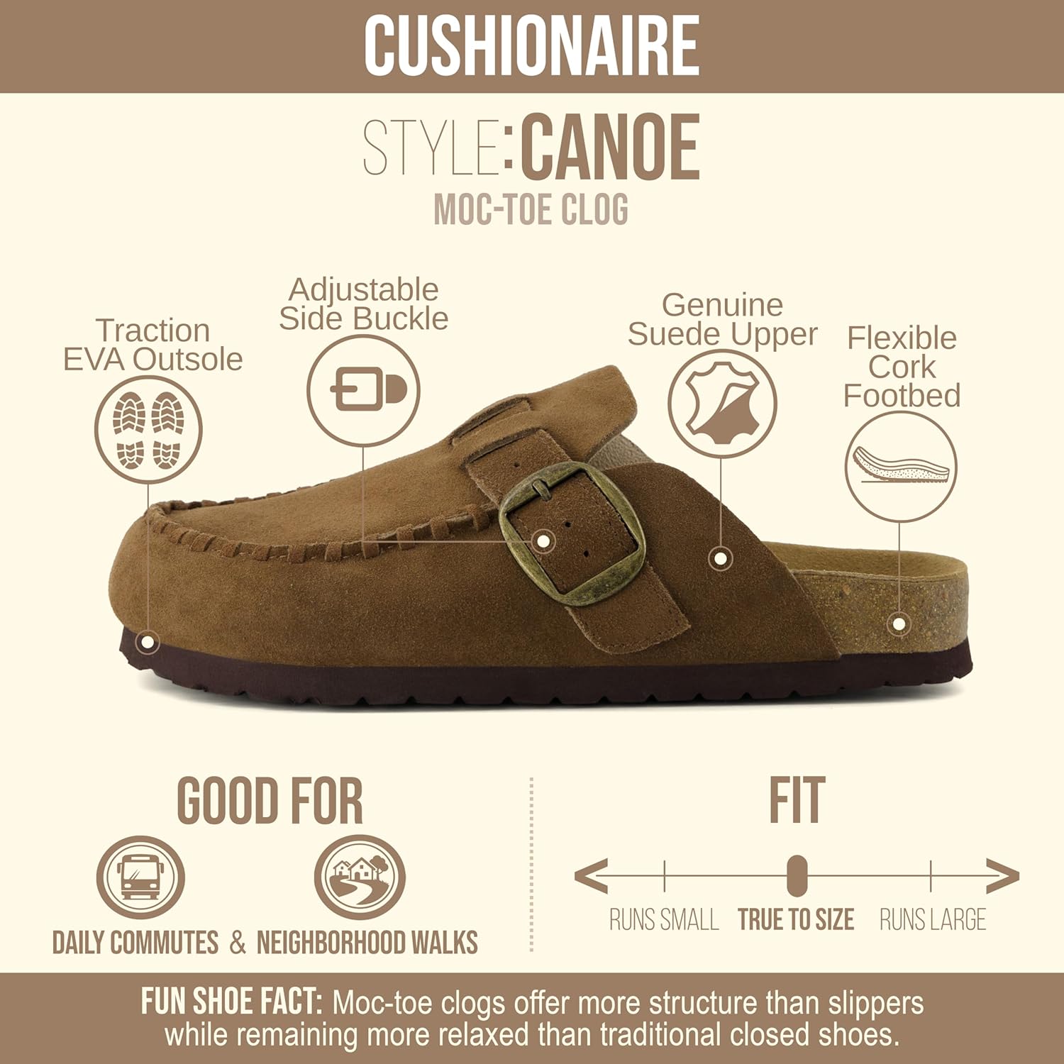 CUSHIONAIRE Canoe Genuine Suede Clogs for Women Footwear with Moc Toe Design – Casual Slip On Womens Shoes - Image 4