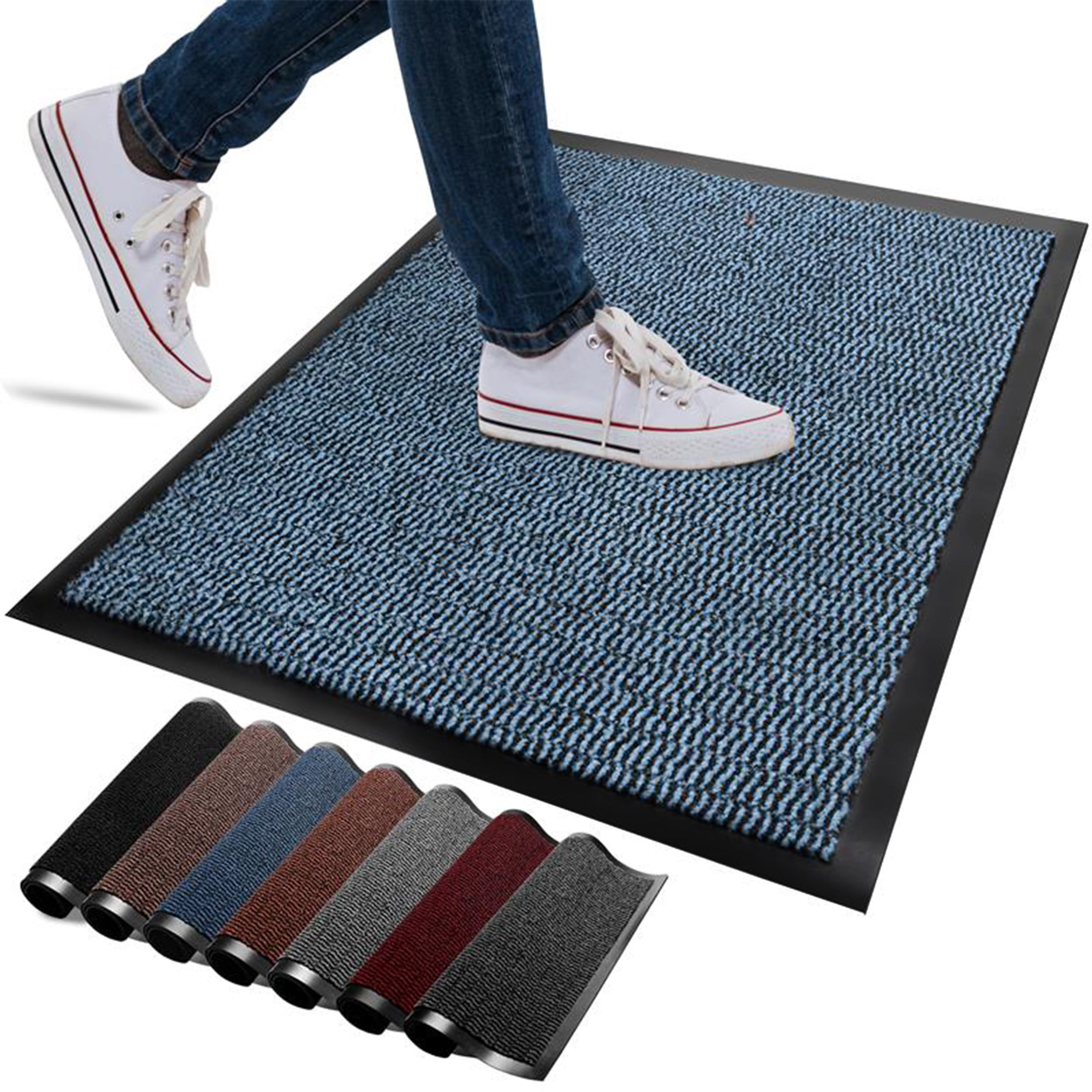 FB FunkyBuys Washable Door Mats Indoor & Outdoor - Non-Slippery Heavy Duty Doormats Indoor - Highly Absorptive Rubber Door Mat - Perfect for Kitchen, Home and Hotel Entrance (Blue, 60x160 CM) — image 1