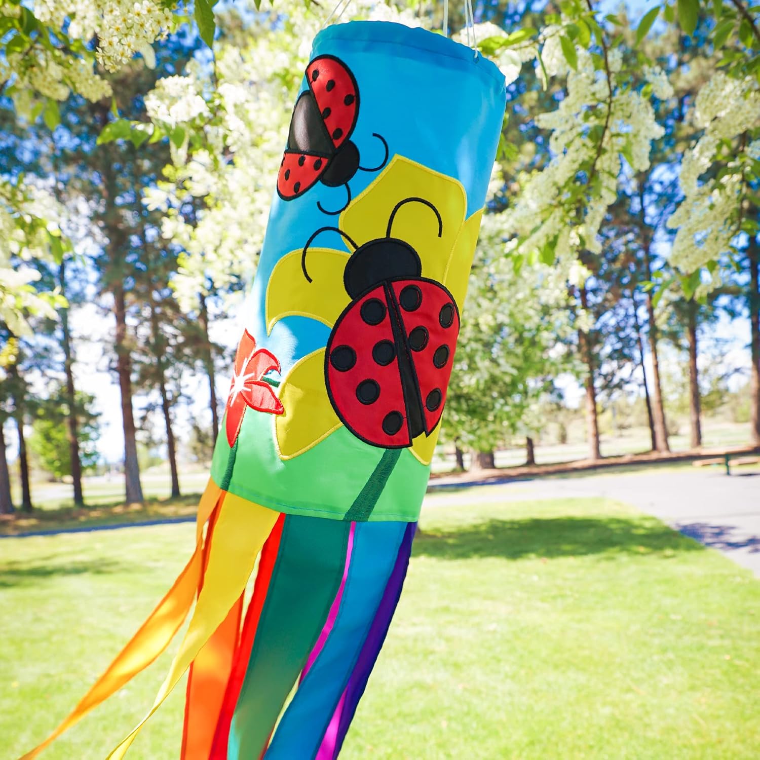 In the Breeze 4195 — 40-inch Ladybug Windsock — Classic Colorful Outdoor Décor for Patios, Gardens, Yards