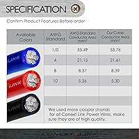 Vista 4 de Conext Link 10 pies 4 GA calibre AWG amplificador de coche Cable de alimentación de batería Cable de tierra CCA Frost Red