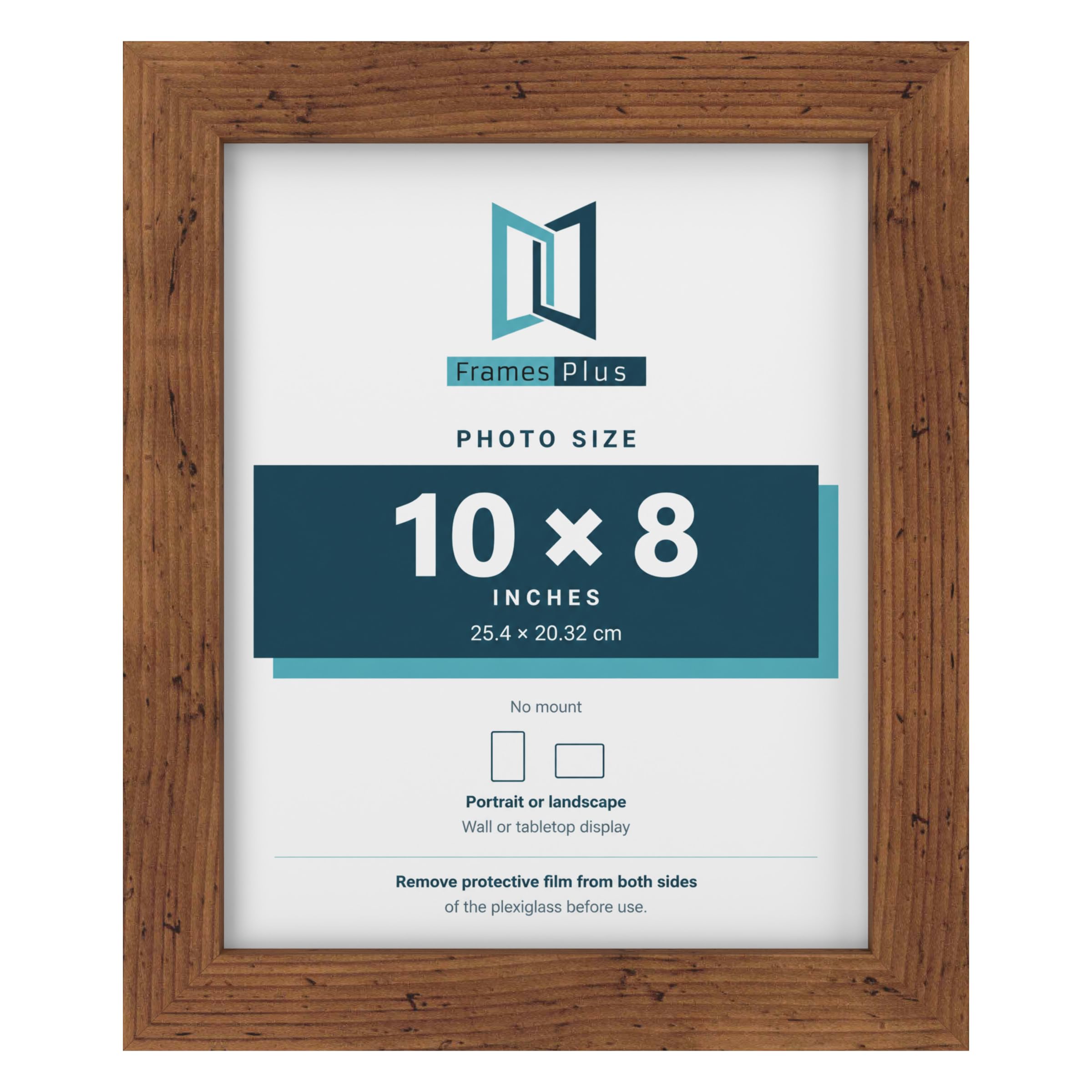 FramesPlus 10x8 Inch Photo Frame, Rustic, Modern Picture Frame with Stand