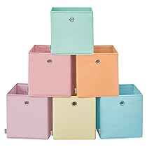 SONGMICS Scatole Portaoggetti, Set di 6 Contenitori in Tessuto Pieghevoli, Inodori, 30 x 30 x 30 cm, per Armadi a Cubo, Organizer Colorati, Cesti Portaoggetti per Camera da Letto Soggiorno RFB230X01