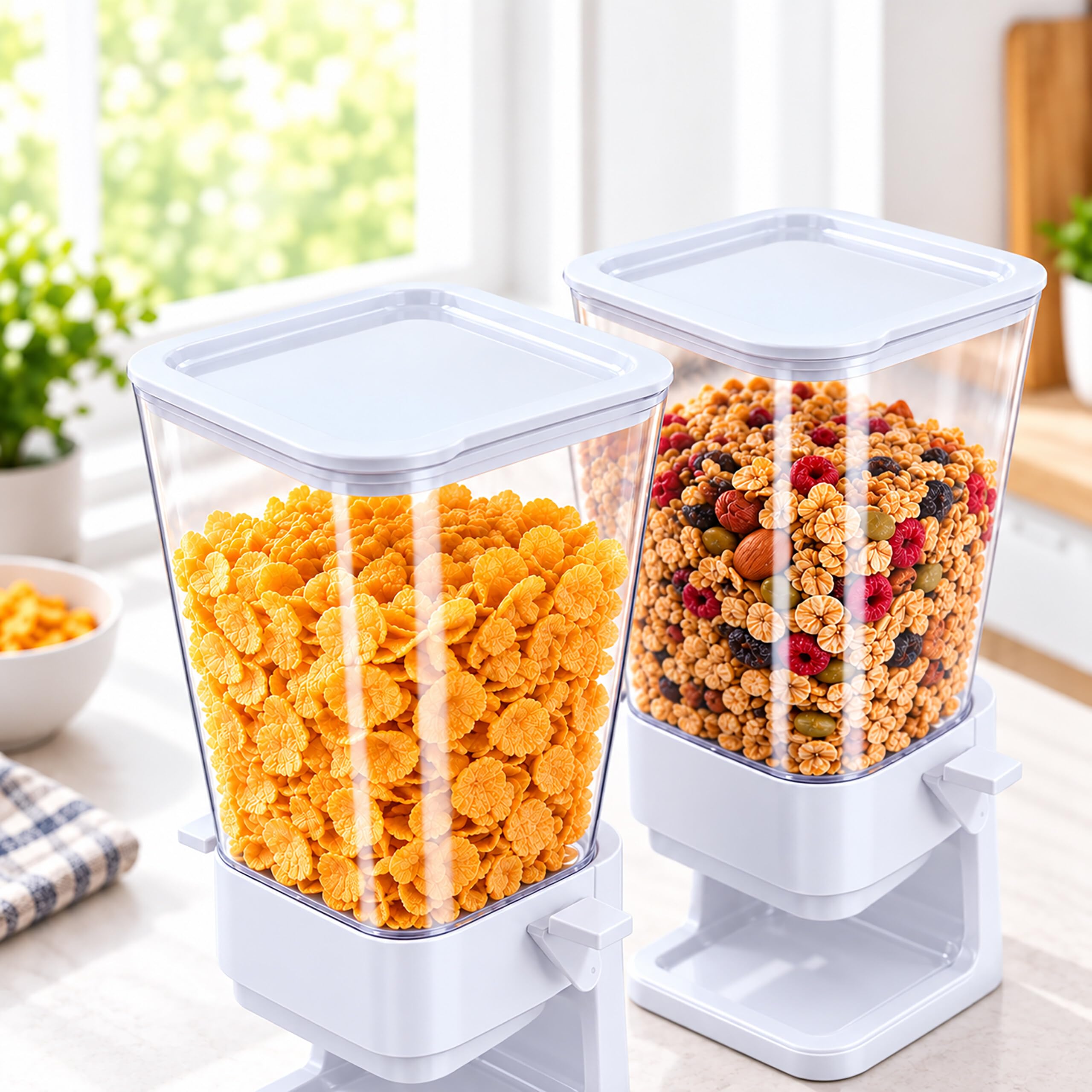 Relaxdays Müslispender, 2er Set, je 5,5 l, weiß