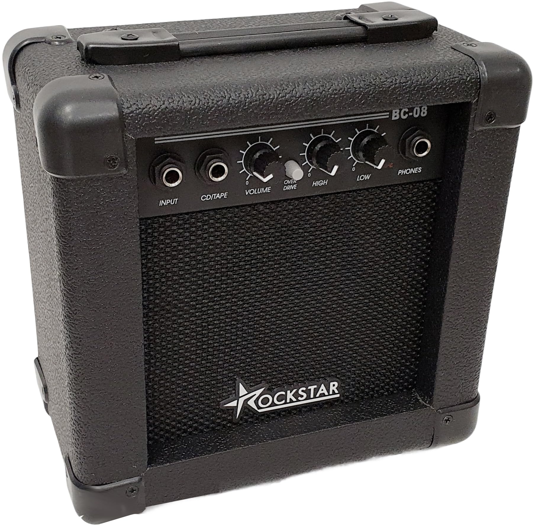 Rockstar - Amplificador de Guitarra Eléctrica BC08-0357 | 10W Potencia | Altavoz 5" Full Range | Canales Clean y Drive | Salida Auricular, Entrada Auxiliar CD/Tape