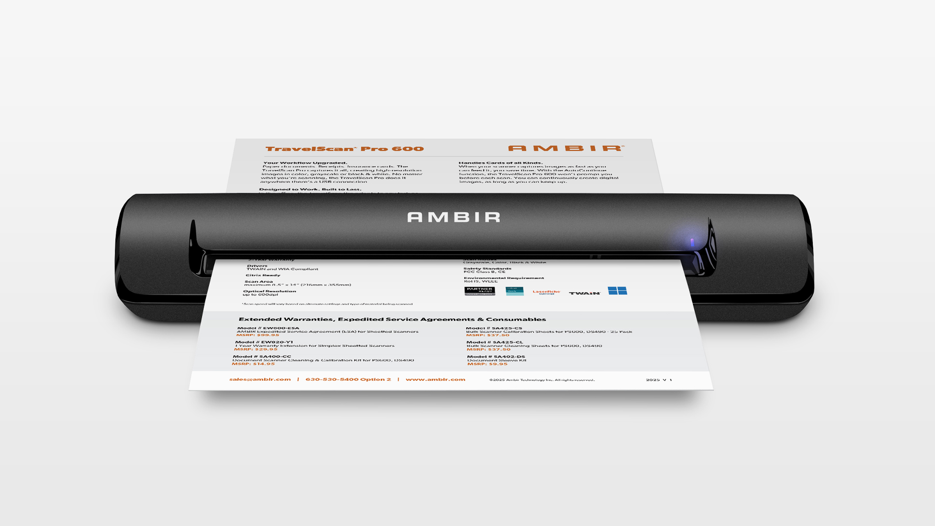 Amazon.com: Ambir TravelScan Pro 600 (PS600-AS) Simplex Document