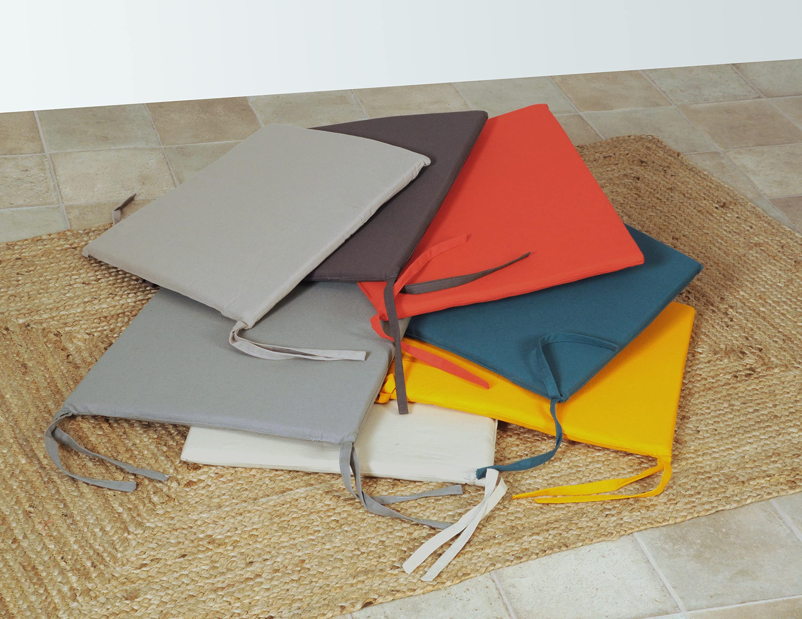 Atout Ciel Set di 6 cuscini per sedia, tinta unita, 40 x 40 cm, colore: Beige