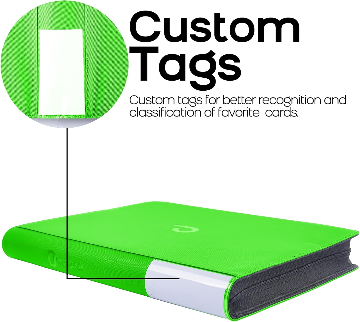 D DACCKIT Top Loader Binder, Holds 640 Cards - 16-Pocket Top Loader Binder for 3" x 4" Rigid Card Holders for Trading Cards or Sports Cards（Model A，Brilliant Green）