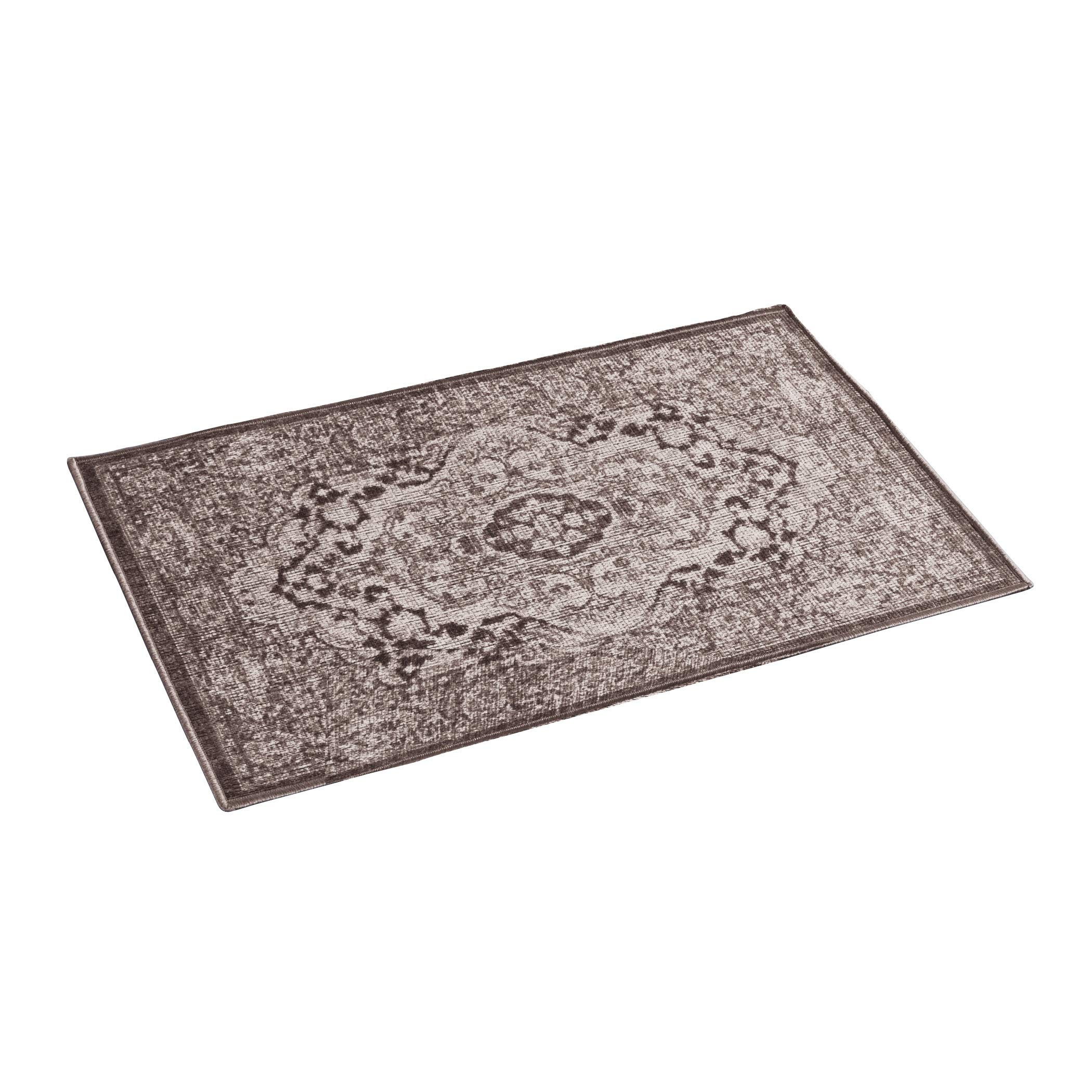 Collections Etc Classic Medallion Design Accent Rug Grey 26" X 45", Grey, 26" X 45"