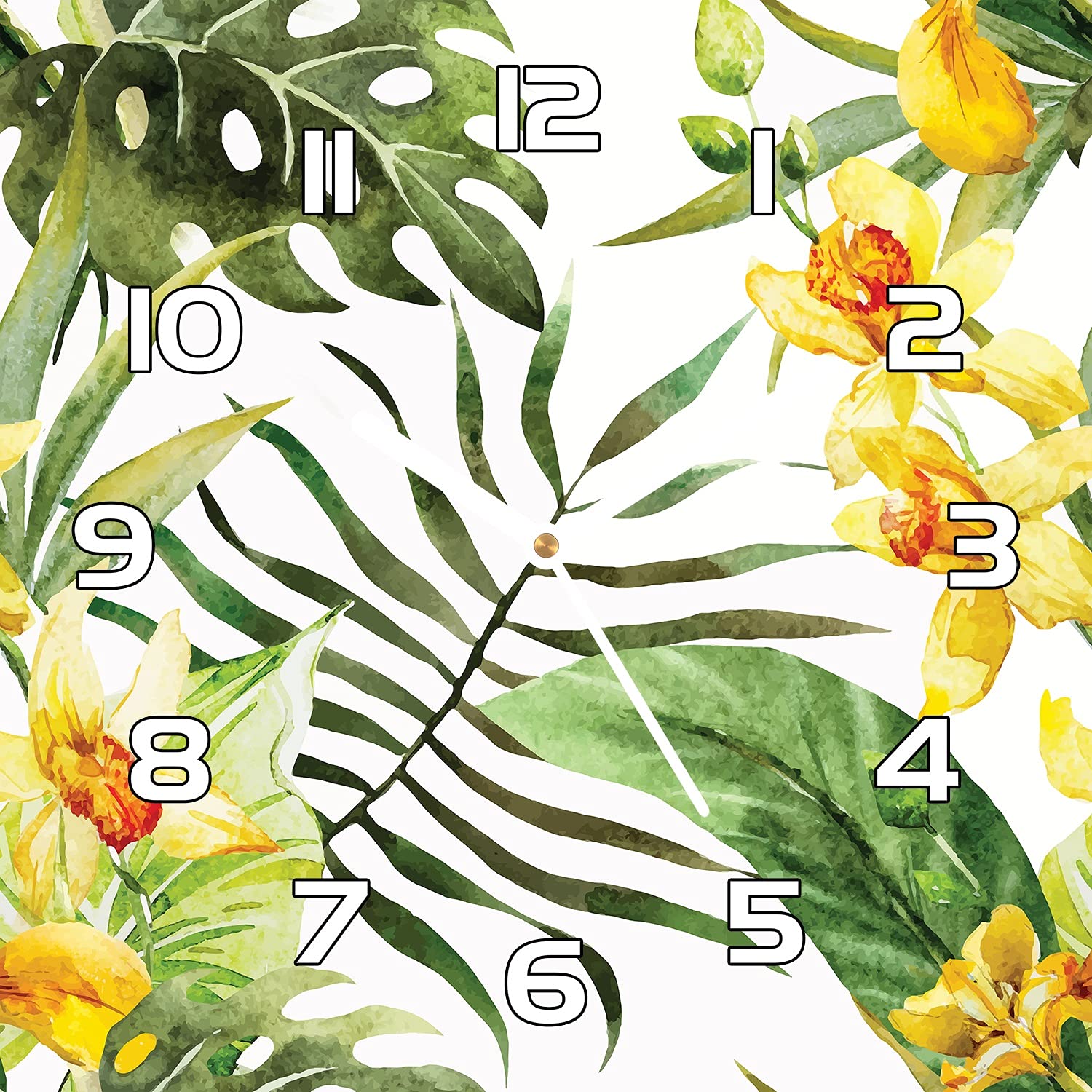 Horloge en verre de sécurité Coloray 30x30 cm impression fleurs de canna durables