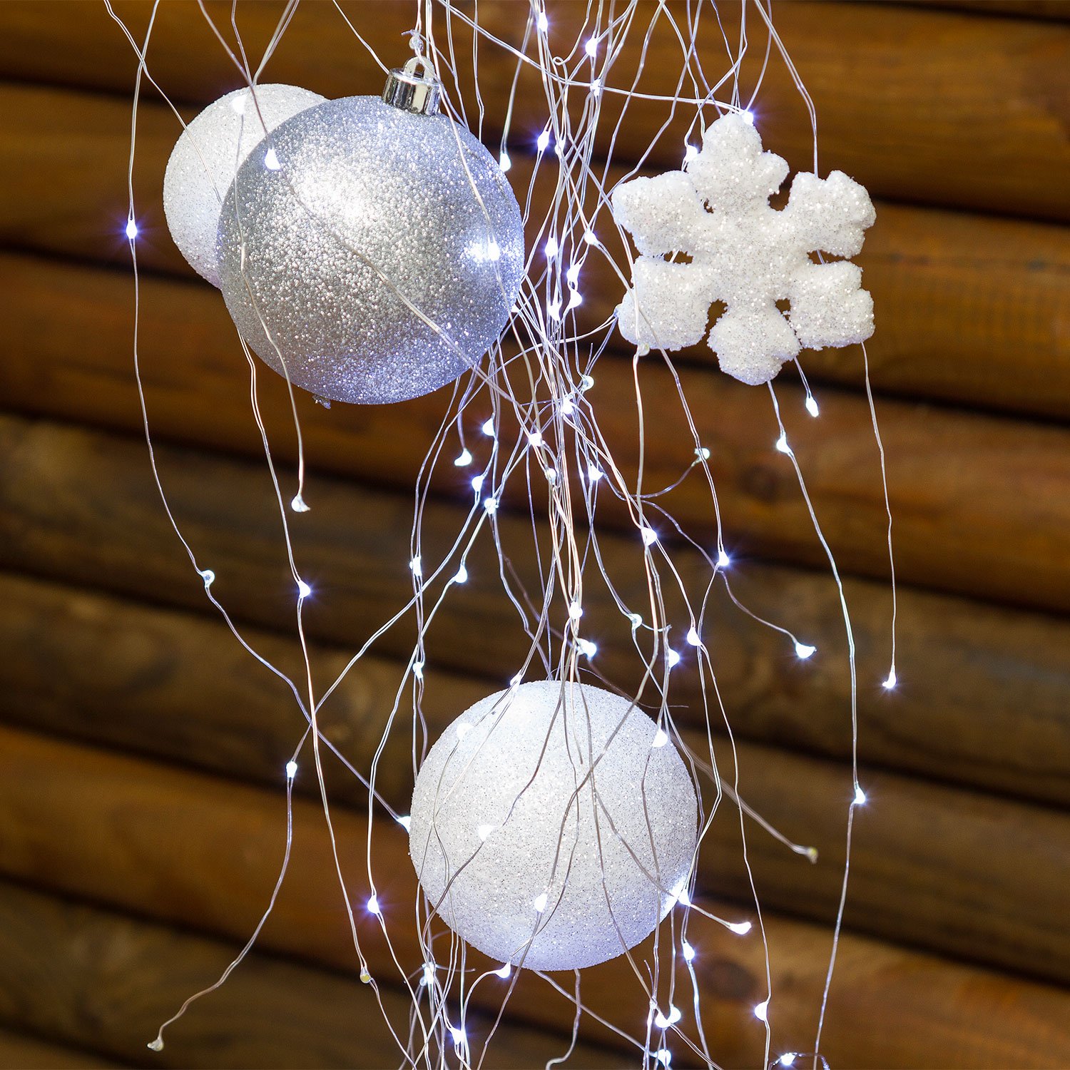Metalowy przewód 1,5 m, 350 mikroled zimna biel, kabel metalowy, Flashing, z transformatorem 12 V, do użytku wewnętrznego