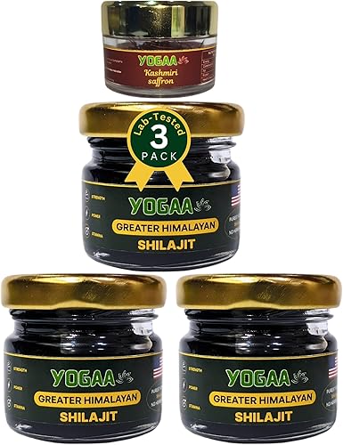 YOGAA Nutrition Pure Greater Himalayan Shilajit  Resina potente con más de 85 oligominerales y ácido fúlvico  Probado en laboratorio  Suministro