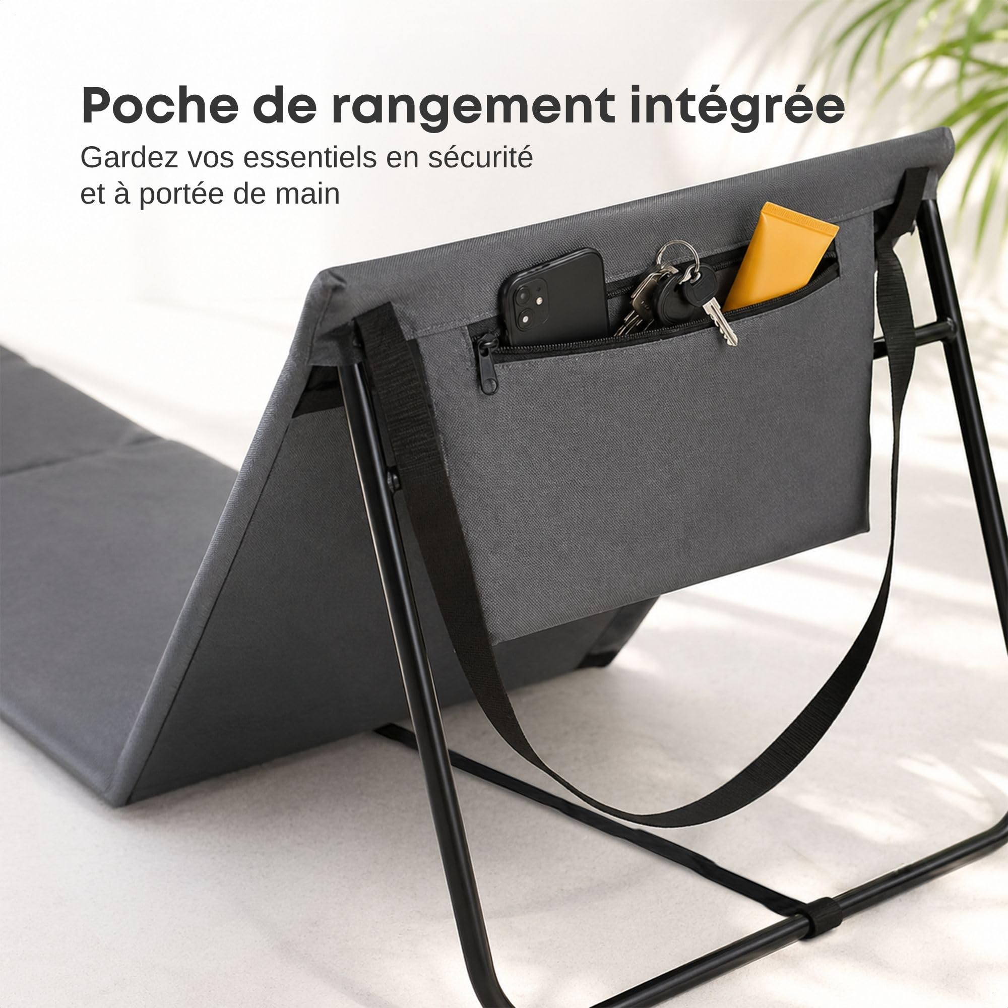 Intimo Living Ensemble de 2 chaises de Plage avec Dossier réglable à l'infini - Les Tapis de Plage remplis de Mousse de Confort sont Ultra-légers et Peu encombrants, repliables - Gris