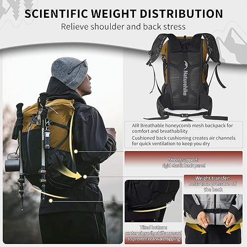 Miniatura 2 de Naturehike Mochila de senderismo, mochila de viaje de 30+5L con tela de macromolécula, mochila de senderismo con sistema de mochila AIR para mujeres