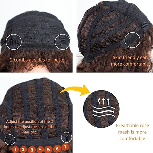 Miniatura 192 de Fencca Peluca rubia larga y ondulada para mujer, pelucas sintéticas resistentes al calor, para uso diario en fiestas Rubio degradado,Rubio