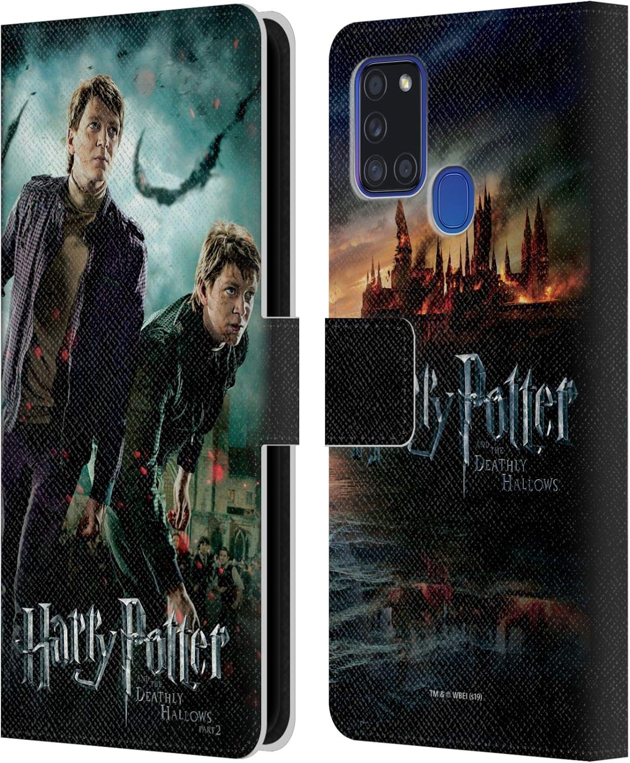Head Case Designs Officially Licensed Harry Potter Fred & George Weasley Deathly Hallows VIII Leather Wallet Case Compatible with Samsung Galaxy A21s (2020)
