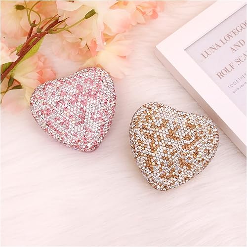 Miniatura 5 de Naimo Caja de anillo de compromiso con forma de corazón de diamantes de imitación, soporte de terciopelo, aretes, moneda, joyero, caja con luz LED