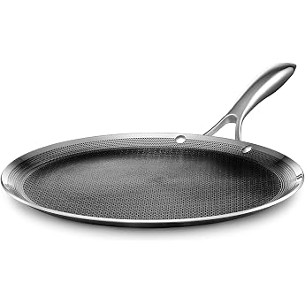 HexClad Hybrid Grill Pan 30 cm - Stainless Steel Honeycomb Frying Pan - Frying Pan for All Hobs Including Induction - Non-Sti