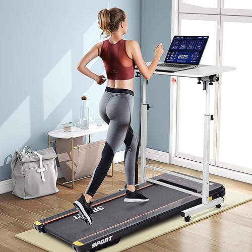 Vista 7 de Escritorio de pie pequeño de altura ajustable, escritorio de computadora rodante, escritorio de pie móvil con ruedas, escritorio de pie portátil