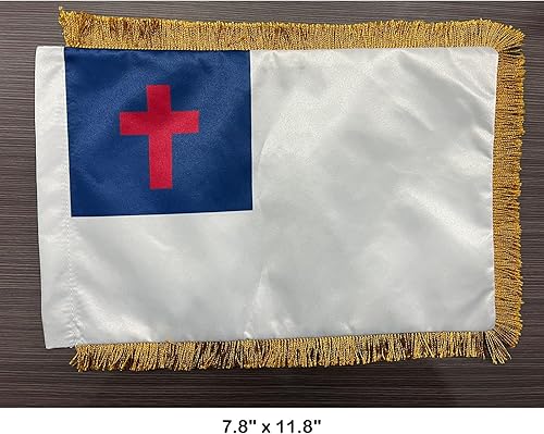 Miniatura 7 de SYII Bandera de mesa estadounidense con flecos dorados de 7.8 x 11.8 pulgadas, 2 capas de doble cara resistente, banderas de escritorio de oficina
