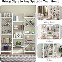 Vista 6 de Tribesigns Etagere - Estantería triple ancha de 5 estantes, estantería abierta grande, estilo industrial vintage, estantes de madera y metal