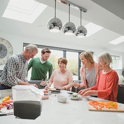 Miniatura 6 de Umigy Paquete de 4 recipientes de almacenamiento de arroz con ruedas, tapa hermética de plástico, contenedor de harina para perros y mascotas,
