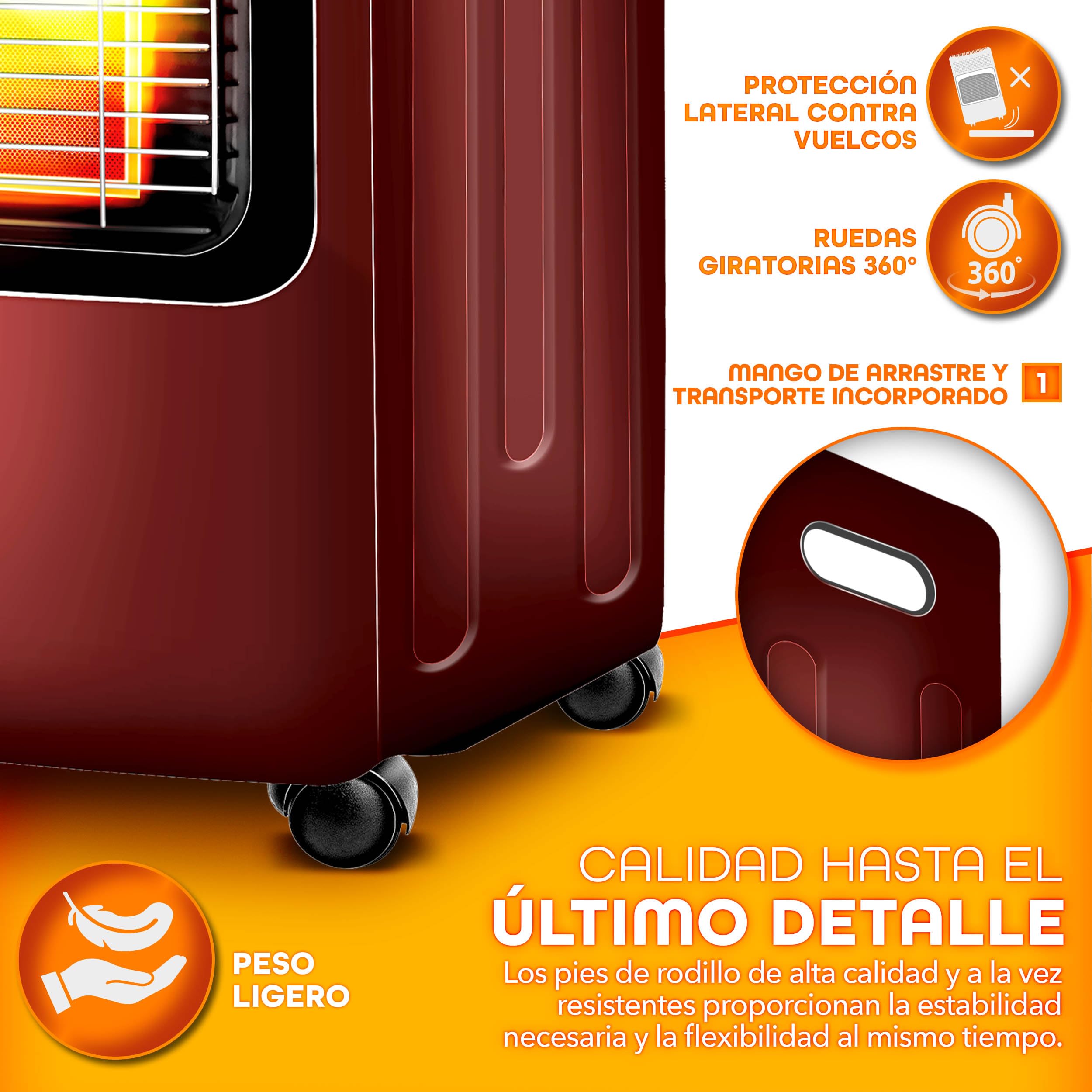TRESKO Estufa de gas butano plegable 4200W | Estufa cerámica con regulador, manguera y cubierta de protección | Calefactor portátil con 3 niveles de potencia | Dispositivo de calefacción interior