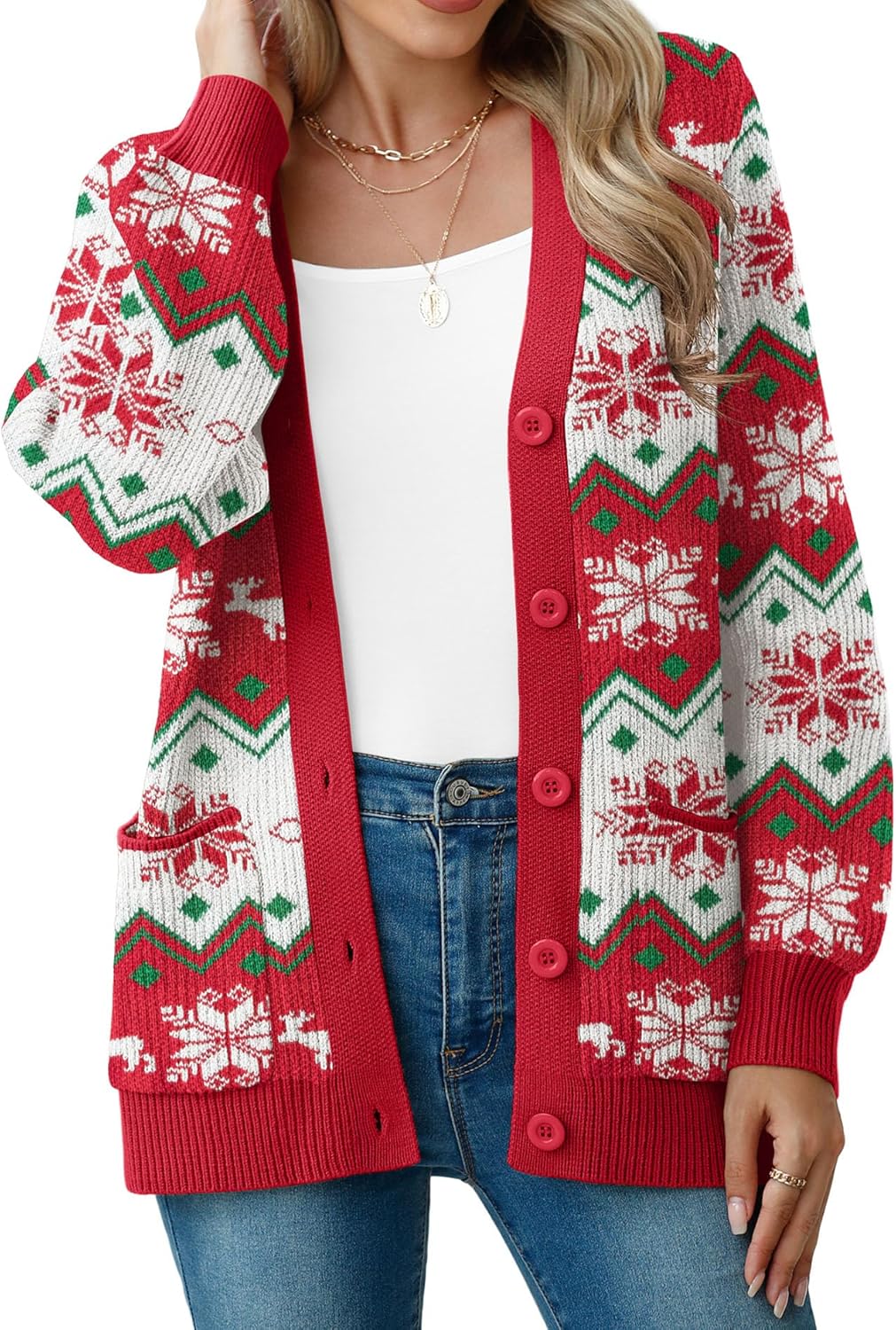 VIISHOW Women Chunky Knit Cardigan Sweater Long Sleeve V Neck Button up Cardigan with Pocket Sweater Coat for Fall and Winter