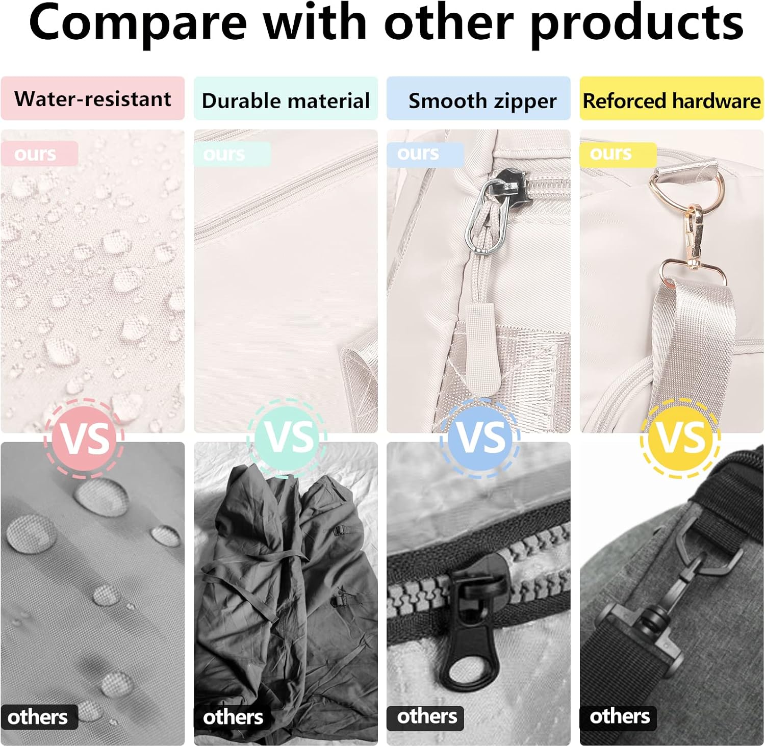 MABROUC Duffle Bag For Women, Sports Duffel Bag for Gym with Wet Pocket & Shoe Compartment, Overnight Weekender Travel Bag - Image 6