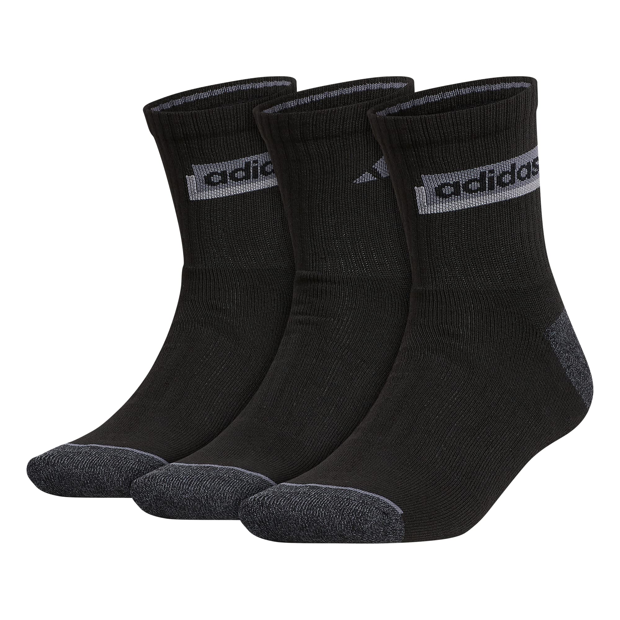 adidas Calze sportive da uomo Linear High Quarter (3 paia), Nero/Onix Grigio/Grigio, Large