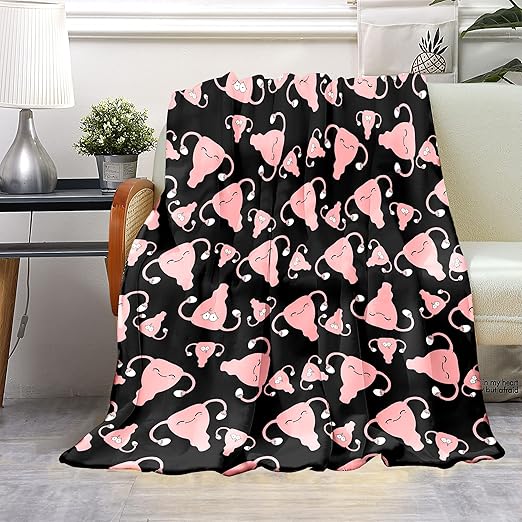Uterus Soft Blanket Soft Throw Blanket,Uterus Plush Fuzzy Blanket Cozy Throw Blanket for Office Home,Warm Fleece Throw Blanket 50x60 in