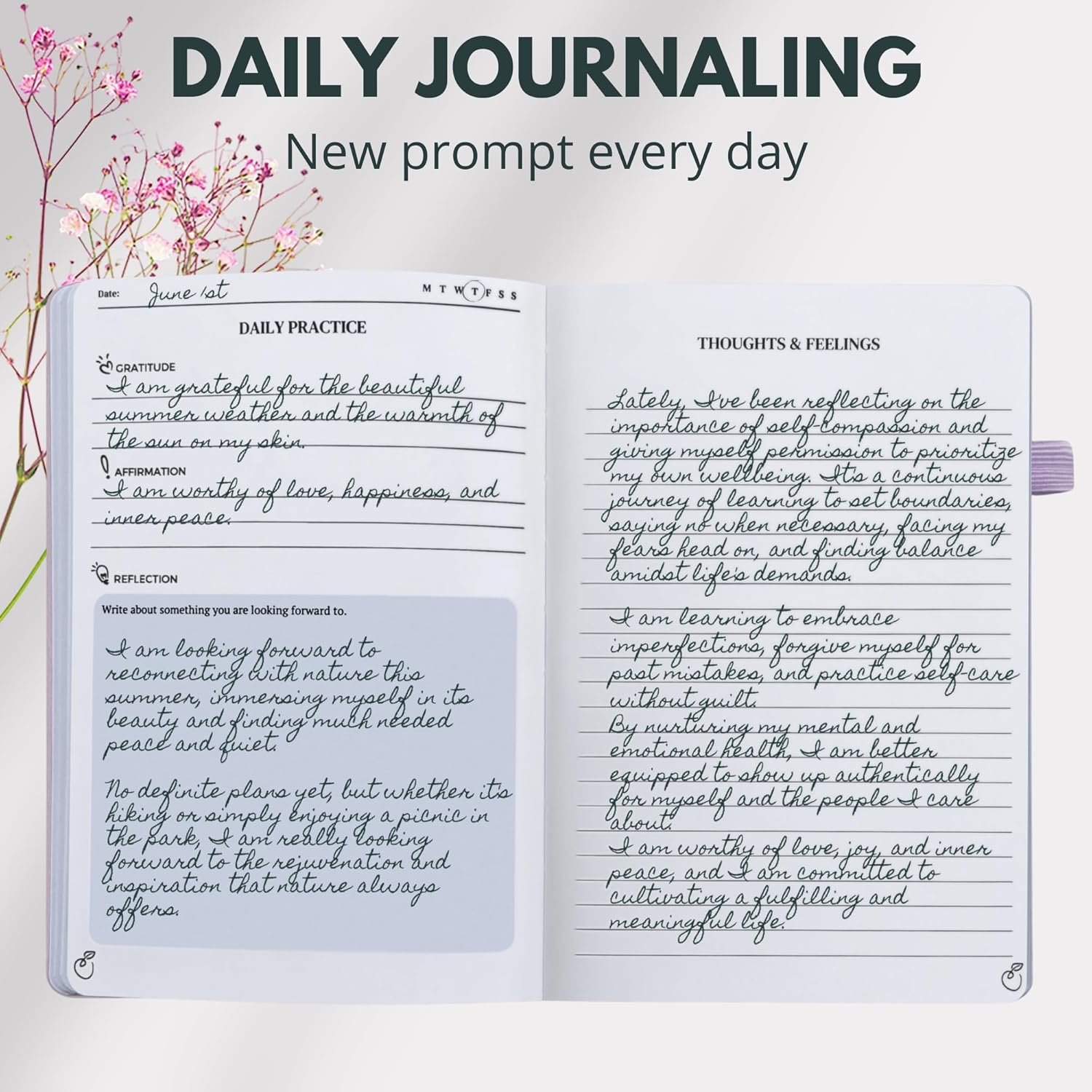 Life & Apples Journal for Women – Guided Mindfulness Journaling Notebook with prompts - for Improved Mental Health, Less Anxiety & Stress, More Positivity & Resilience – A5 Tune-in Lavender